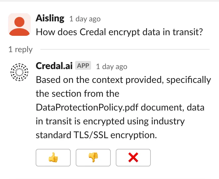 Slack message asking the Information Security Copilot a question unrelated to its expertise