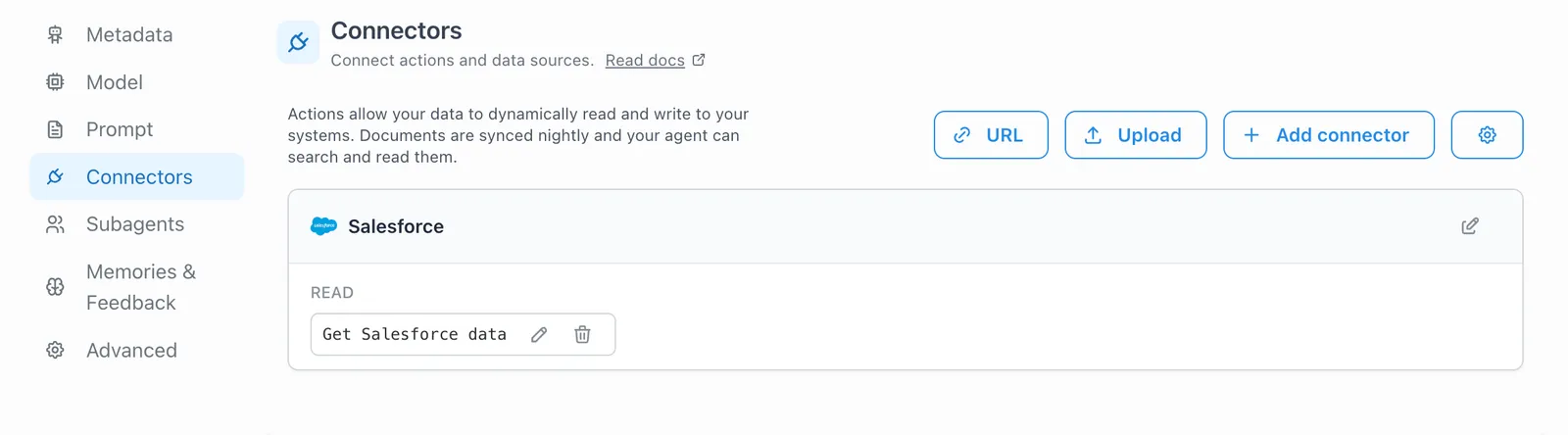 Add Salesforce action to agent