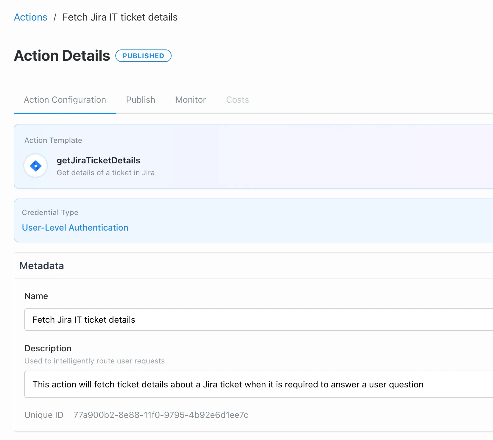 Ticket details metadata