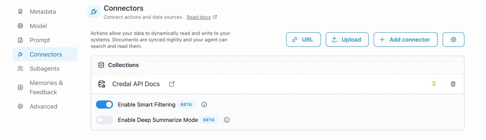 Options for attaching data by selecting a synced source, syncing a URL, or uploading files