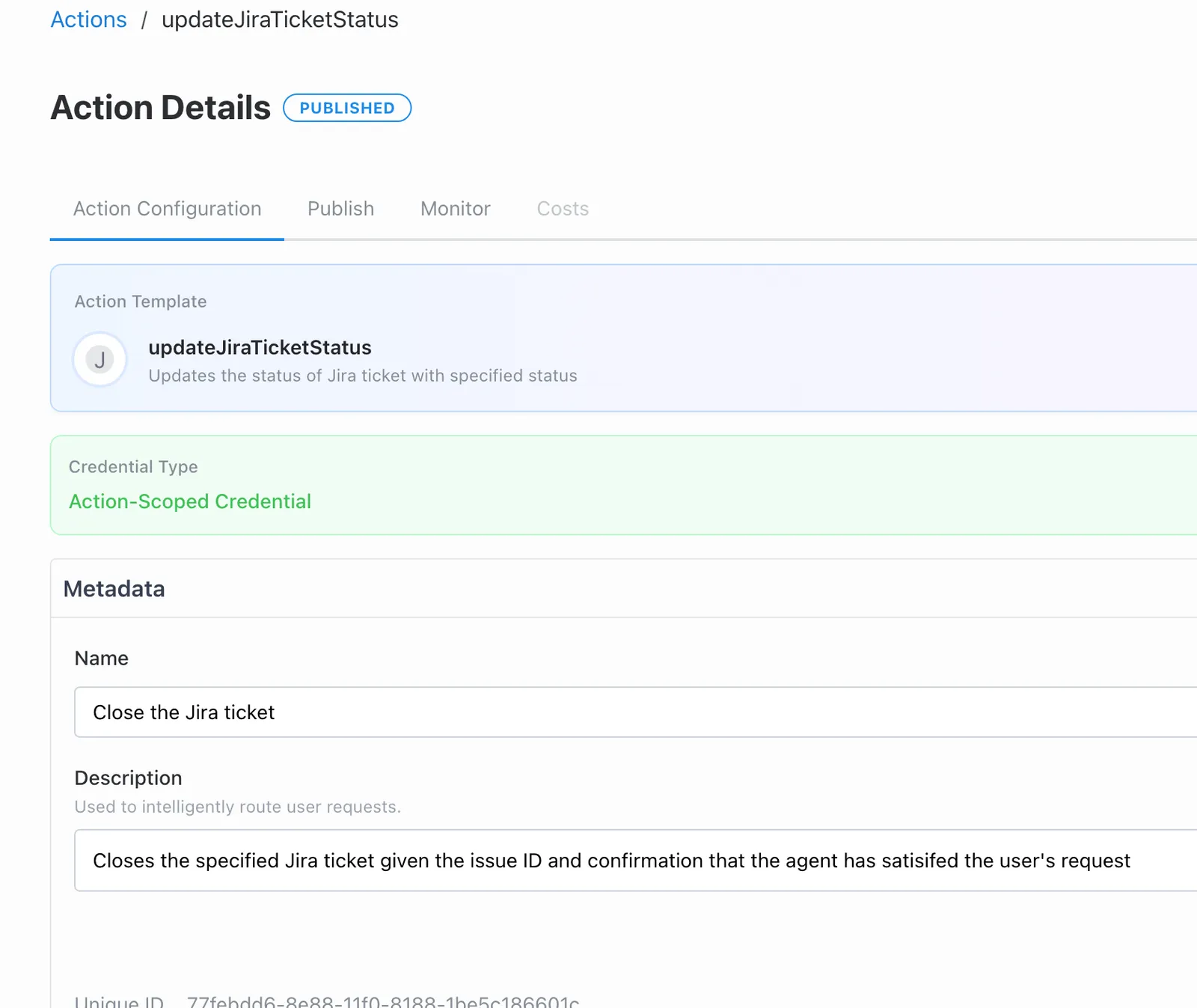 Ticket status metadata