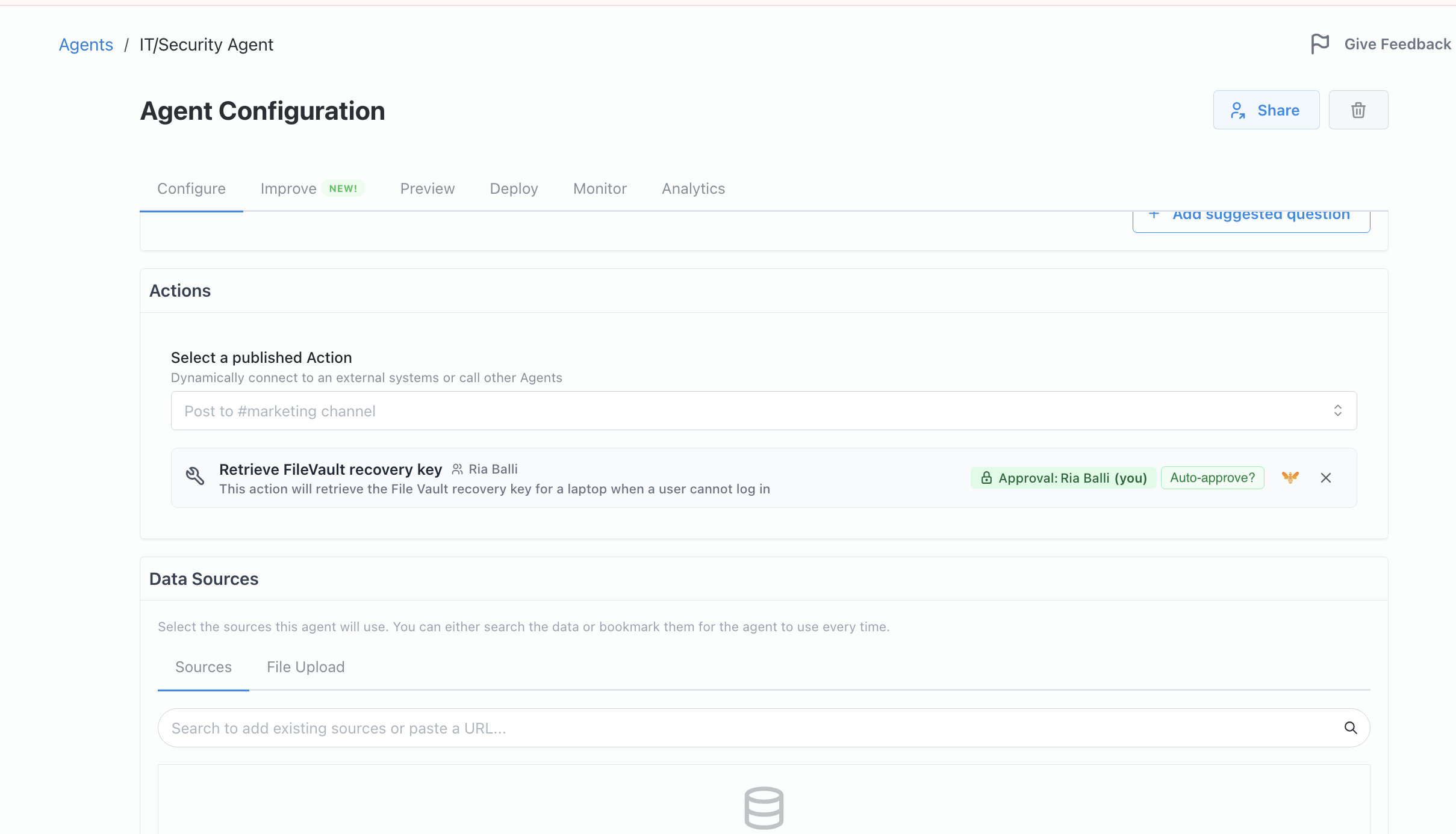 FV Action Attached to IT Agent